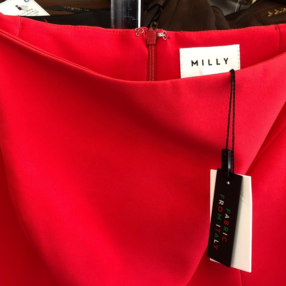MILLY Cherry Red Double Ruffle SELENA Dress - Picture 2 of 8